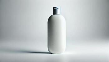Mock up a beauty soap bottle with a button in the middle, and a white background photo