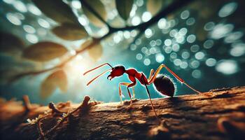 a very short distance from ants walking on tree branches photo