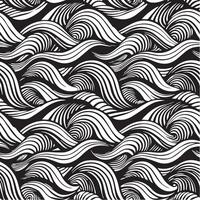 geometric waves seamless pattern background black and white vector