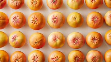 a large group of oranges arranged in a row photo