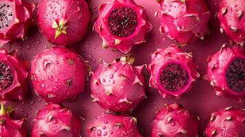 dragon fruit on pink background photo