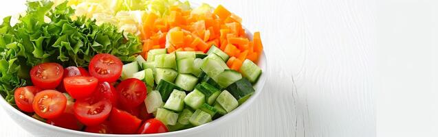 Chopped Vegetables in White Bowl on White Table photo