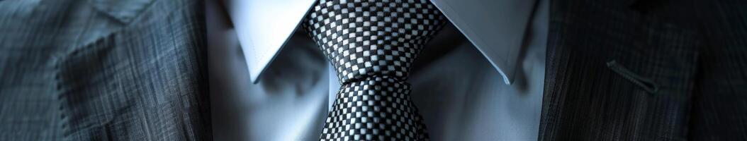 Close-Up of Checkered Necktie and Sharp Suit photo