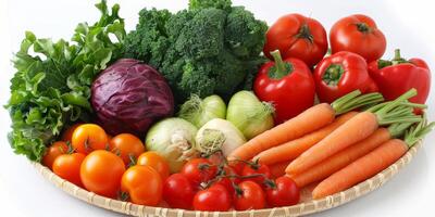 recién cortar vegetales en un redondo cuenco foto