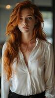 Portrait of a Woman With Long Red Hair photo