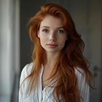 Portrait of a Woman With Long Red Hair photo