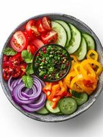 Freshly Cut Vegetables in a Bowl for a Healthy Lunch photo