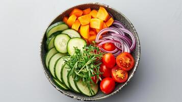 Freshly Cut Vegetable Salad in a Bowl photo