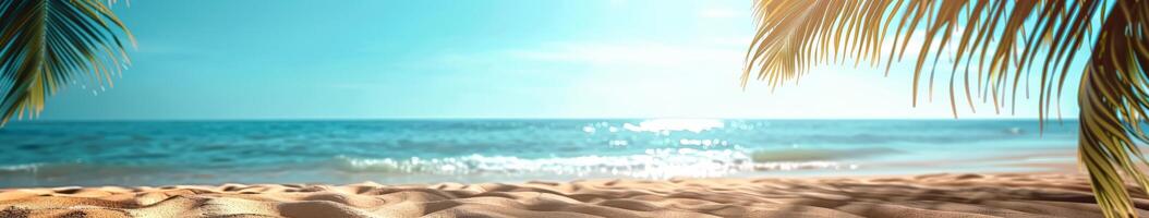 Palm Tree View of Sunny Tropical Beach photo