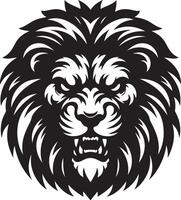 An Intricate Silhouette Design of an Angry Lion Face in Full Roar vector