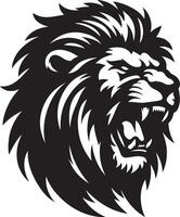 An Intricate Silhouette Design of an Angry Lion Face in Full Roar vector