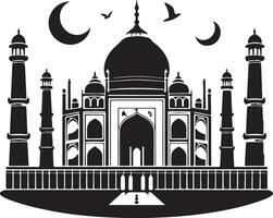 a black color design of Tajmahal vector