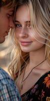 Couple Intimate Portrait Under Golden Hour Light photo