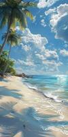 Tropical Beach With Palm Trees and Crystal Clear Water on a Sunny Day photo