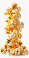 Fresh Buttery Popcorn Pile Isolated on White Background photo