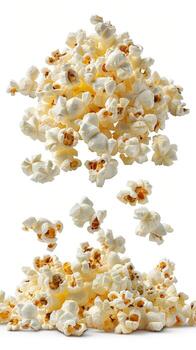 Fresh Popcorn Pile Isolated on White Background photo
