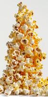 Freshly Popped Popcorn Pile Isolated on White Background photo