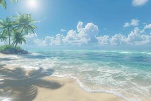 Tranquil Palm Trees on a Sunny Tropical Beach photo
