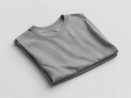 Folded Gray T-Shirt Mockup on a White Background photo