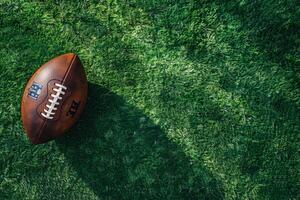 Brown Football on Green Grass Field photo