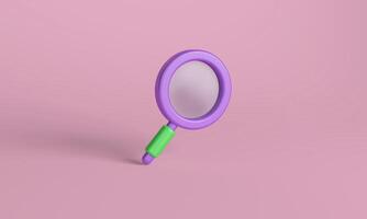 3D Magnifying Glass on Pink Background photo