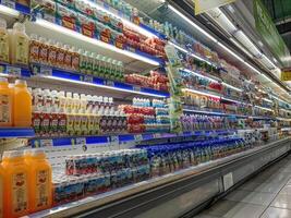 cold showcase or cold storage in supermarkets. consumerism concept, Indonesia, 28 May 2024. photo