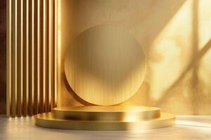 Minimal abstract golden background with podium photo