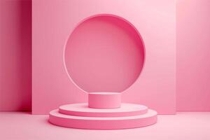 Minimal abstract pink background with podium photo