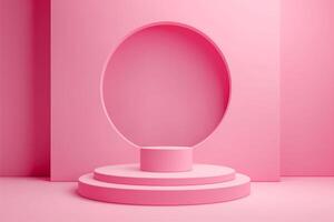 Minimal abstract pink background with podium photo
