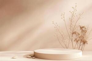 Minimal abstract beige background with podium photo
