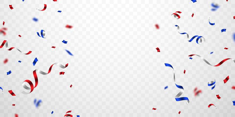 blue and red confetti background where zig zag falls for festival decoration illustration