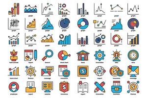 A collection of colorful icons and graphics, including a clock, a dollar sign vector