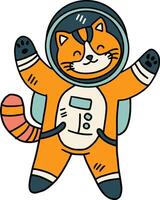 A cat is wearing a space suit and is floating in space vector