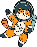 A cat is wearing a space suit and is floating in space vector