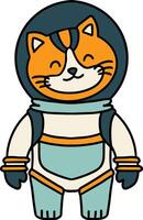 A black and white drawing of a cat in a spacesuit vector