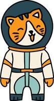 A black and white drawing of a cat in a spacesuit vector