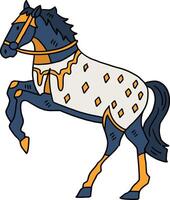 A horse is standing with its legs spread wide and its head down vector