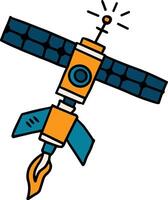 A black and white drawing of a rocket with a bright light on top vector