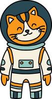 A black and white drawing of a cat in a spacesuit vector