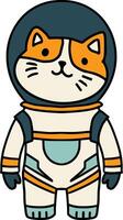 A black and white drawing of a cat in a spacesuit vector
