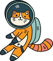 A cat is wearing a space suit and is floating in space vector