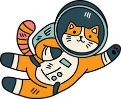 A cat is wearing a space suit and is floating in space vector