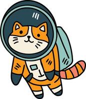 A cat is wearing a space suit and is floating in space vector