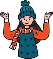 A girl wearing a hat and a sweater is smiling vector
