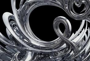 3d model, Quicksilver, metallic silver chrome liquid mesmerizing the viewer with its captivating, serpentine motions, octane render volumetric. High quality photo. AI-GENERATED photo