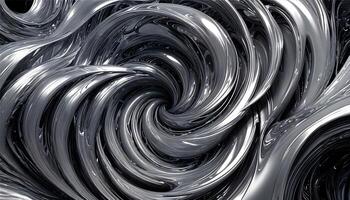 3d model, Swirling monochrome forms Metallic chrome in shades of gray with rippling effects, figure, octane render volumetric. High quality 3d illustration. photo