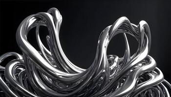 3d model, Quicksilver, metallic silver chrome liquid mesmerizing the viewer with its captivating, serpentine motions, octane render volumetric. High quality photo. AI-GENERATED photo