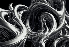 3d model, Quicksilver, metallic silver chrome liquid mesmerizing the viewer with its captivating, serpentine motions, octane render volumetric. High quality photo. AI-GENERATED photo