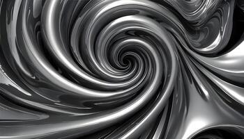 3d model, Swirling monochrome forms Metallic chrome in shades of gray with rippling effects, figure, octane render volumetric. High quality 3d illustration. photo