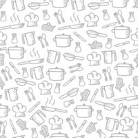 Kitchen utensils seamless pattern background. kitchen set seamless pattern background. hand drawn doodle of kitchen set pattern background. Doodle illustrations of cooking utensils seamless pattern. vector